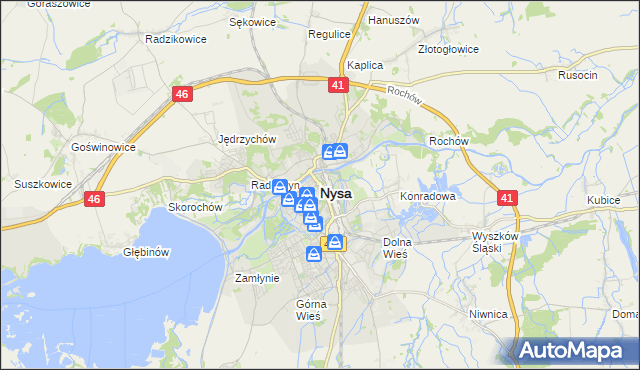 mapa Nysy, Nysa na mapie Targeo