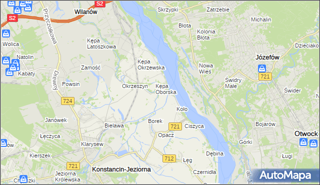 mapa Obórki gmina Konstancin-Jeziorna, Obórki gmina Konstancin-Jeziorna na mapie Targeo