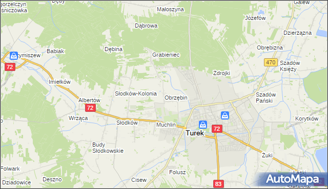 mapa Obrzębin, Obrzębin na mapie Targeo