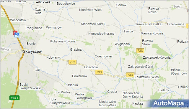 mapa Odechowiec, Odechowiec na mapie Targeo