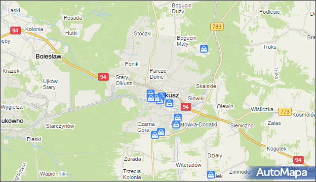 mapa Olkusz, Olkusz na mapie Targeo