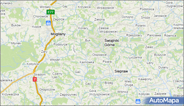 mapa Olszowice, Olszowice na mapie Targeo