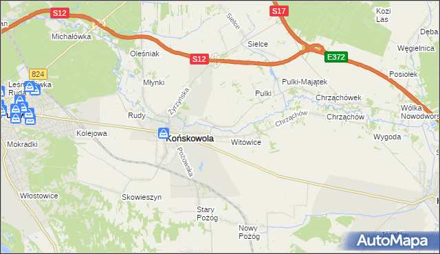 mapa Opoka gmina Końskowola, Opoka gmina Końskowola na mapie Targeo