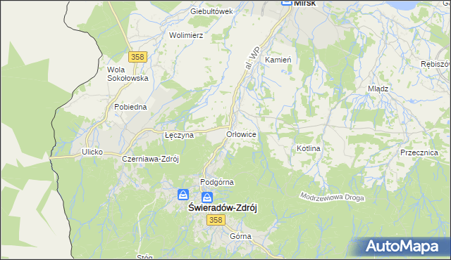 mapa Orłowice, Orłowice na mapie Targeo