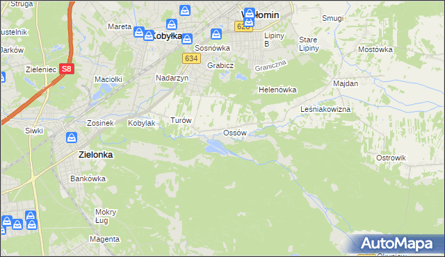 mapa Ossów, Ossów na mapie Targeo