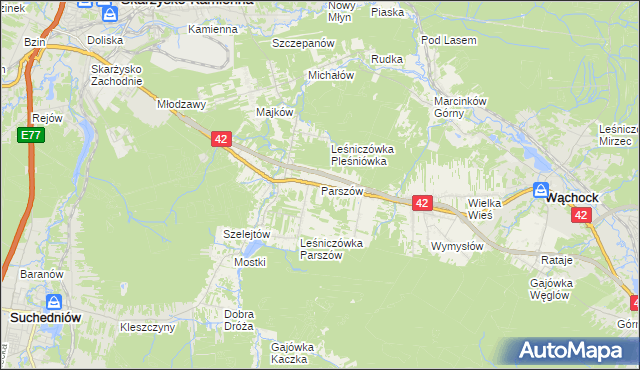 mapa Parszów, Parszów na mapie Targeo