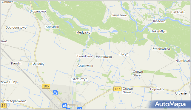 mapa Piotrkówko gmina Szamotuły, Piotrkówko gmina Szamotuły na mapie Targeo