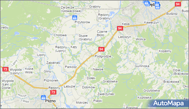 mapa Podgrodzie gmina Dębica, Podgrodzie gmina Dębica na mapie Targeo