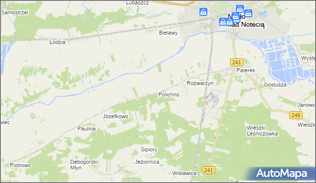 mapa Polichno gmina Nakło nad Notecią, Polichno gmina Nakło nad Notecią na mapie Targeo