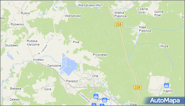 mapa Pryśniewo, Pryśniewo na mapie Targeo