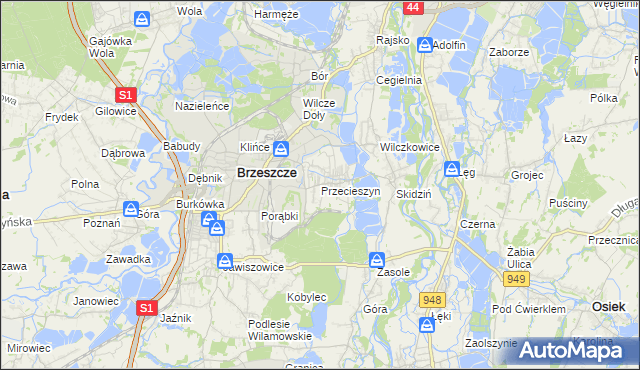 mapa Przecieszyn, Przecieszyn na mapie Targeo