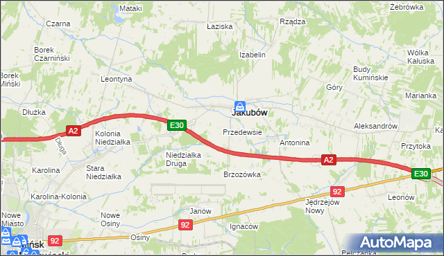 mapa Przedewsie gmina Jakubów, Przedewsie gmina Jakubów na mapie Targeo