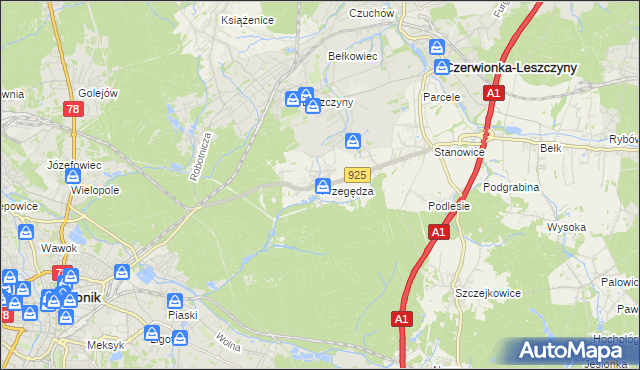 mapa Przegędza, Przegędza na mapie Targeo