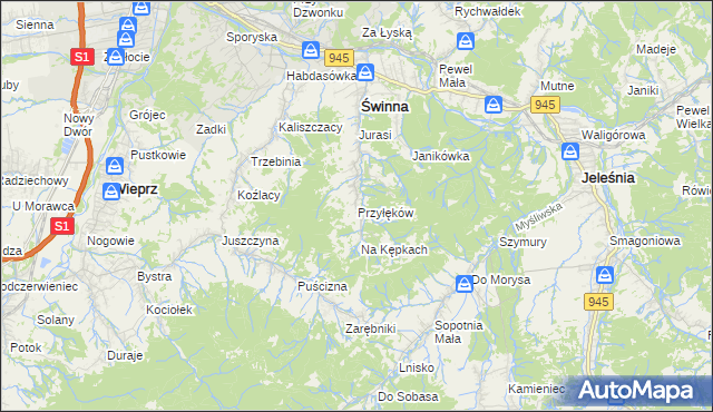 mapa Przyłęków, Przyłęków na mapie Targeo