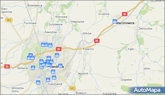 mapa Pszenno, Pszenno na mapie Targeo