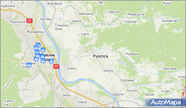 mapa Pysznica, Pysznica na mapie Targeo