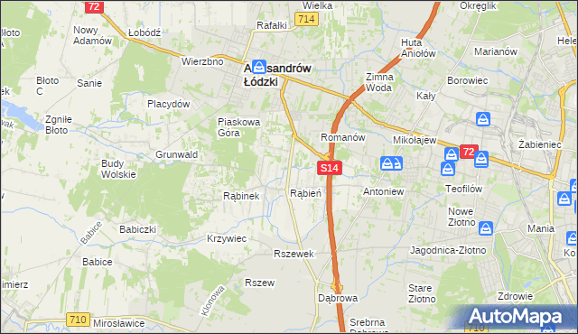 mapa Rąbień AB, Rąbień AB na mapie Targeo