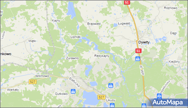 mapa Redykajny, Redykajny na mapie Targeo