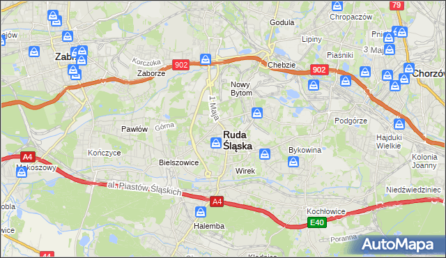 mapa Rudy Śląskiej, Ruda Śląska na mapie Targeo