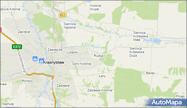 mapa Rudka gmina Siennica Różana, Rudka gmina Siennica Różana na mapie Targeo