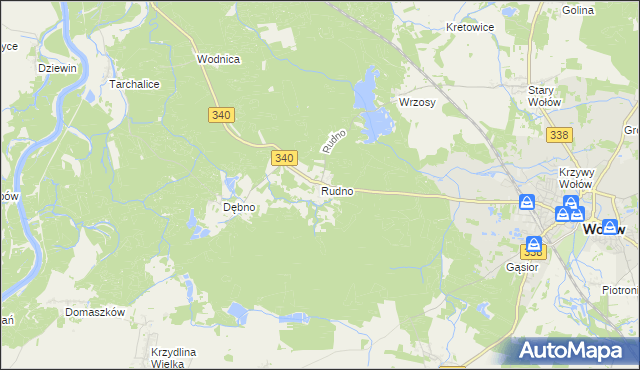 mapa Rudno gmina Wołów, Rudno gmina Wołów na mapie Targeo