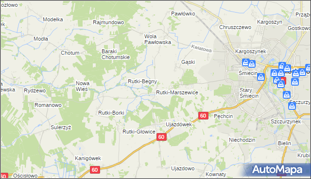 mapa Rutki-Marszewice, Rutki-Marszewice na mapie Targeo