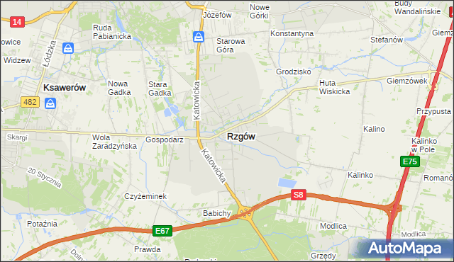 mapa Rzgów powiat łódzki wschodni, Rzgów powiat łódzki wschodni na mapie Targeo