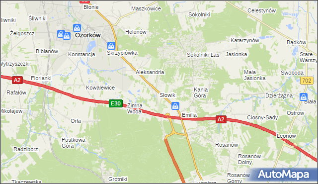 mapa Słowik gmina Zgierz, Słowik gmina Zgierz na mapie Targeo