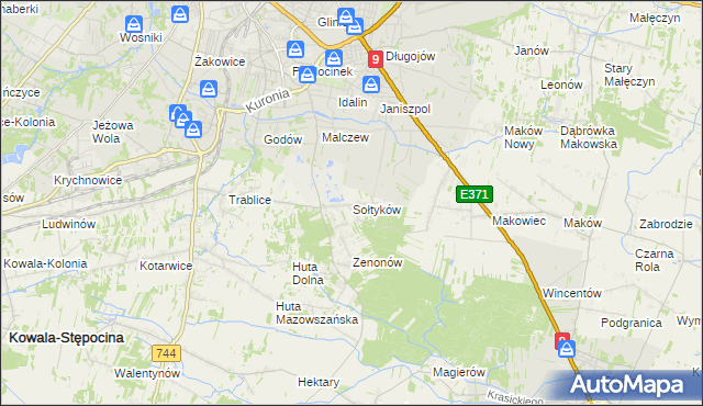 mapa Sołtyków gmina Skaryszew, Sołtyków gmina Skaryszew na mapie Targeo