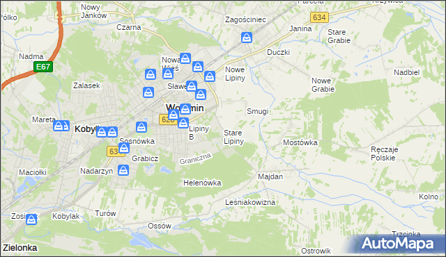 mapa Stare Lipiny, Stare Lipiny na mapie Targeo