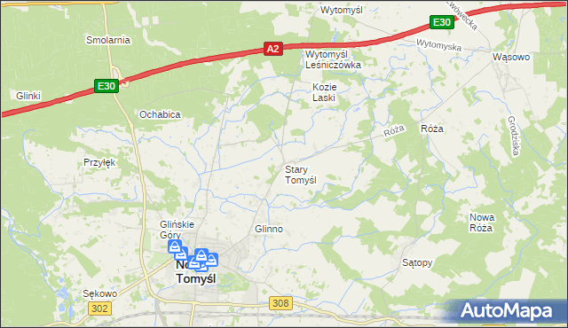 mapa Stary Tomyśl, Stary Tomyśl na mapie Targeo
