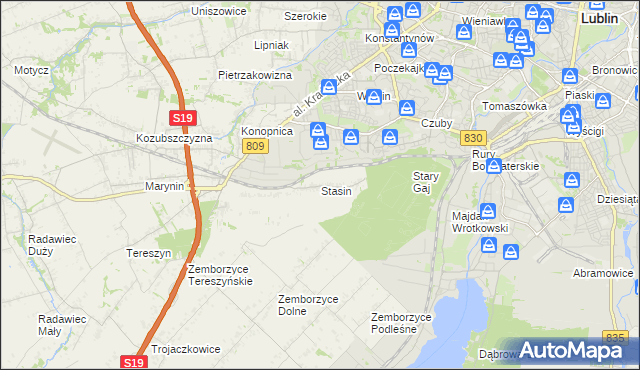 mapa Stasin gmina Konopnica, Stasin gmina Konopnica na mapie Targeo