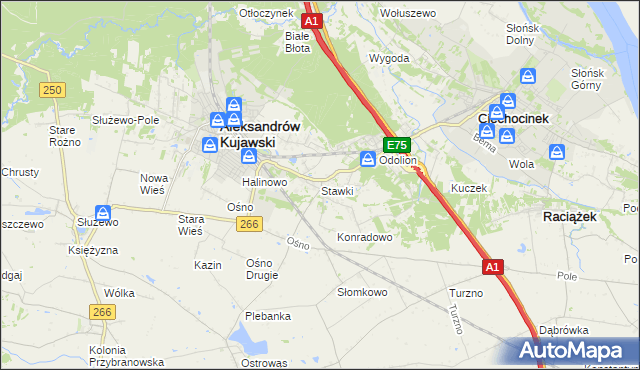 mapa Stawki gmina Aleksandrów Kujawski, Stawki gmina Aleksandrów Kujawski na mapie Targeo