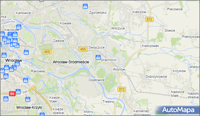 mapa Strachocin gmina Wrocław, Strachocin gmina Wrocław na mapie Targeo