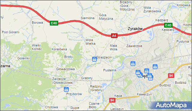 mapa Straszęcin, Straszęcin na mapie Targeo