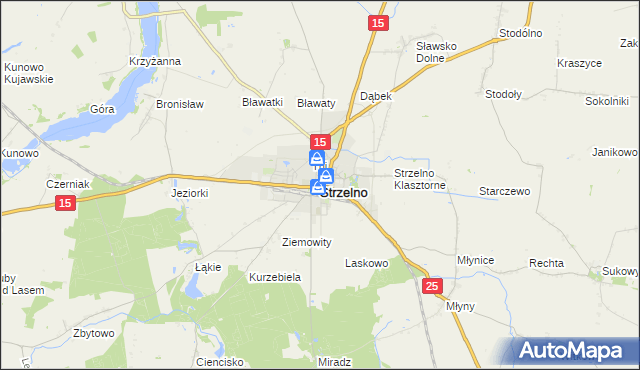 mapa Strzelno powiat mogileński, Strzelno powiat mogileński na mapie Targeo