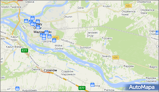 mapa Suchocin gmina Jabłonna, Suchocin gmina Jabłonna na mapie Targeo