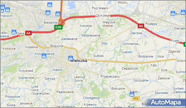 mapa Sułków gmina Wieliczka, Sułków gmina Wieliczka na mapie Targeo