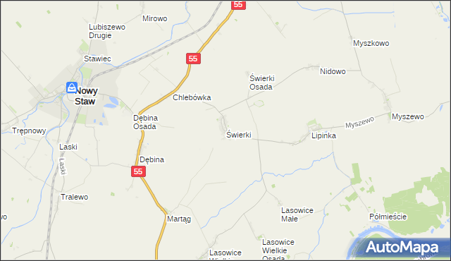 mapa Świerki gmina Nowy Staw, Świerki gmina Nowy Staw na mapie Targeo