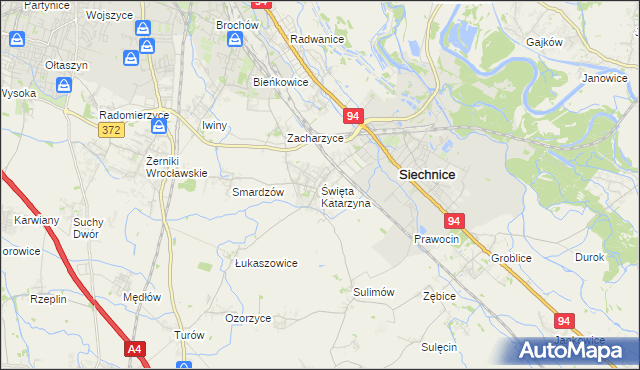 mapa Święta Katarzyna gmina Siechnice, Święta Katarzyna gmina Siechnice na mapie Targeo