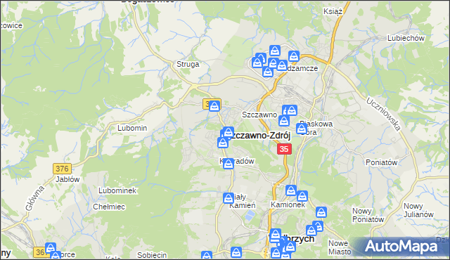 mapa Szczawno-Zdrój, Szczawno-Zdrój na mapie Targeo