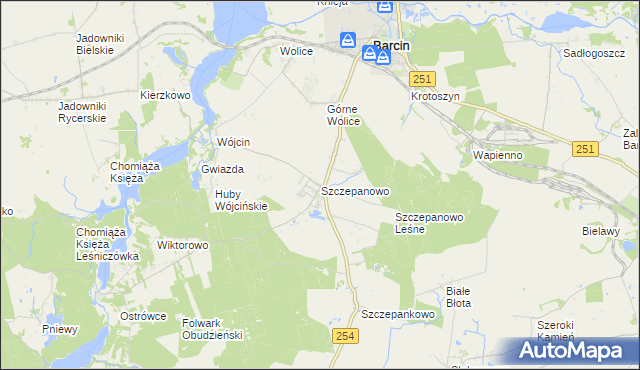 mapa Szczepanowo, Szczepanowo na mapie Targeo