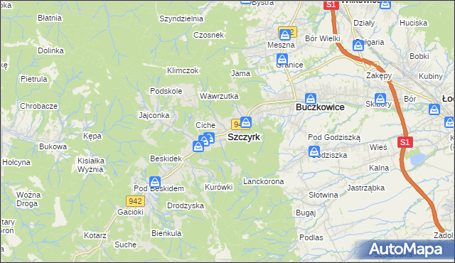 mapa Szczyrk, Szczyrk na mapie Targeo