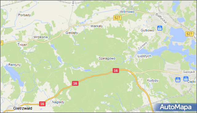 mapa Szelągowo, Szelągowo na mapie Targeo