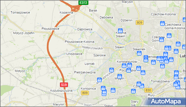 mapa Szerokie gmina Konopnica, Szerokie gmina Konopnica na mapie Targeo