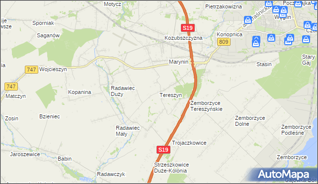 mapa Tereszyn, Tereszyn na mapie Targeo