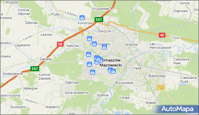 mapa Tomaszów Mazowiecki, Tomaszów Mazowiecki na mapie Targeo