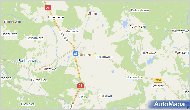 mapa Uliszkowice, Uliszkowice na mapie Targeo