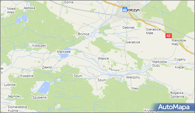 mapa Wąsice, Wąsice na mapie Targeo