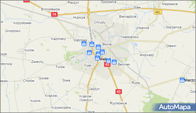 mapa Wieluń, Wieluń na mapie Targeo